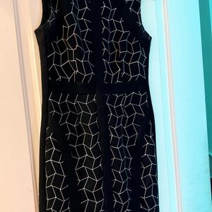 Donna Morgan Black Sheath Midi Dress Mock Neck